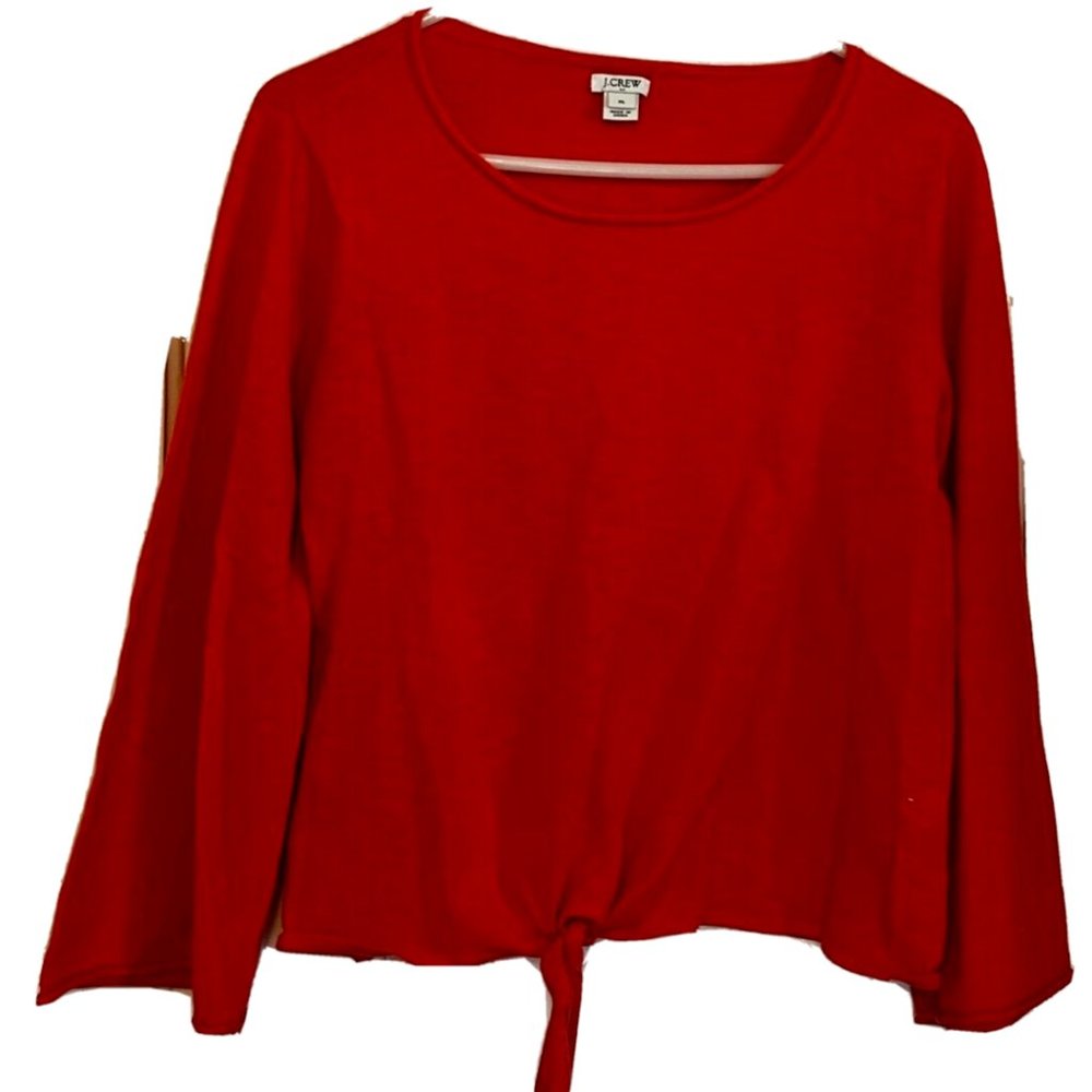 J.Crew Orange Long Sleeve Women’s Sweater XL with Front Tie